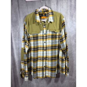 Hawx Workwear Mens 2XL Flannel Plaid Button Down Shirt Canvas Overlays Yellow